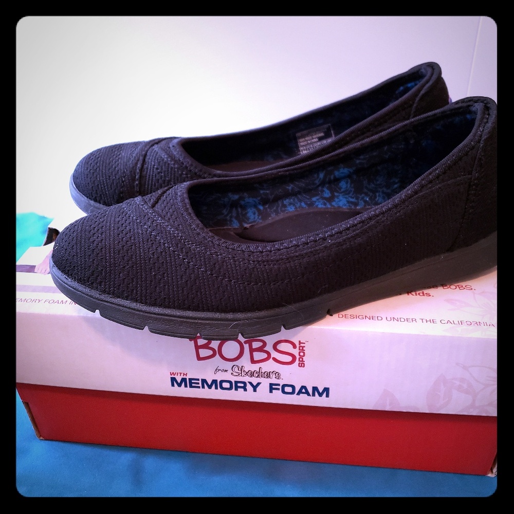 Black Bob's by Skechers memory foam flats